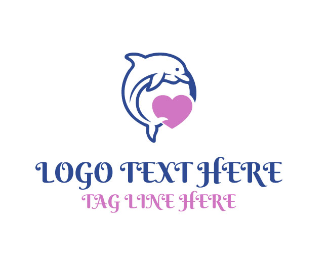 Premium Dolphin Heart Logo