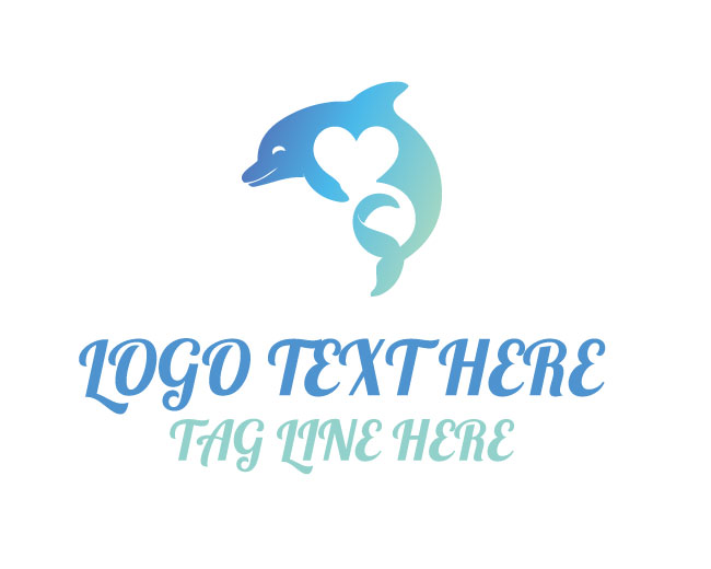 Creative Dolphin Heart Logo