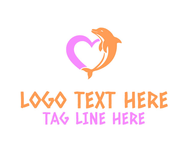 Minimal Dolphin Heart Logo