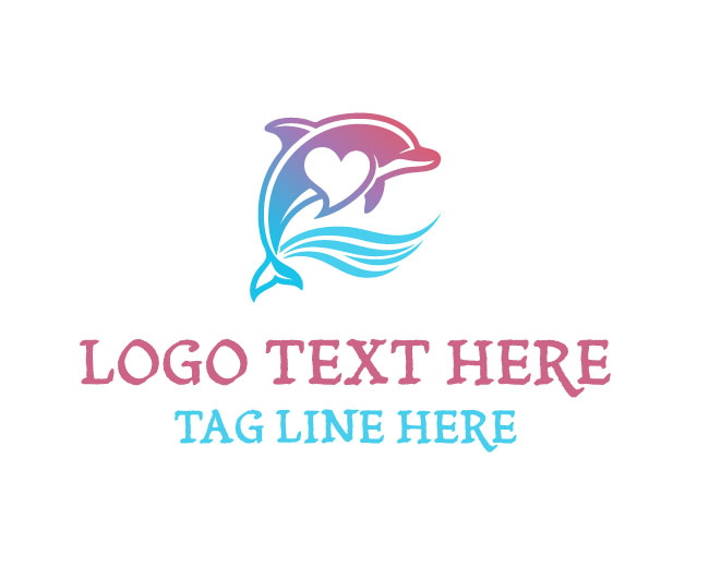 Ocean Dolphin Heart Logo