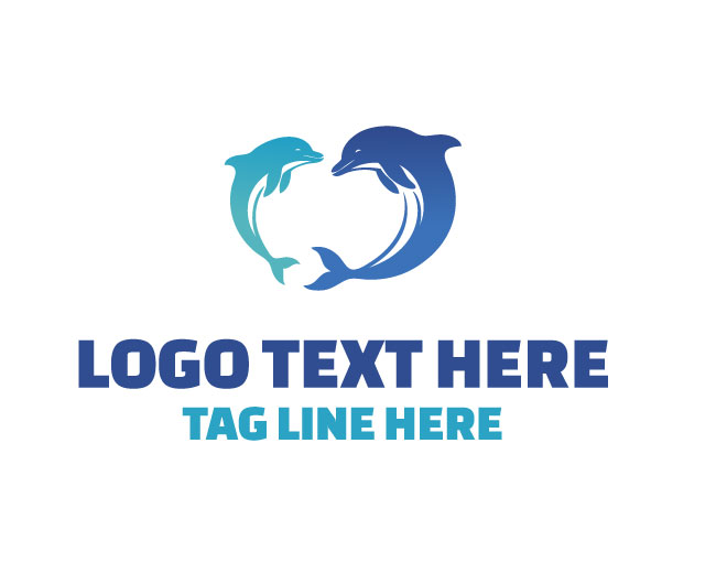  Friendly Dolphin Heart Logo