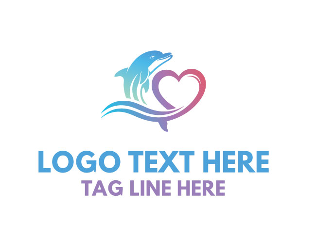 Water Dolphin Heart Logo