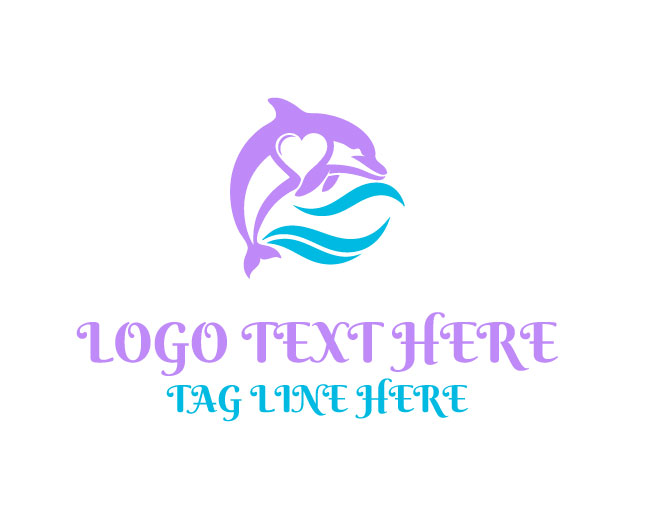 Wave Dolphin Heart Logo