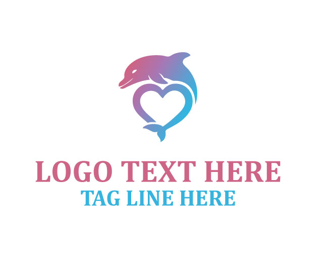 Family Dolphin Heart Logo