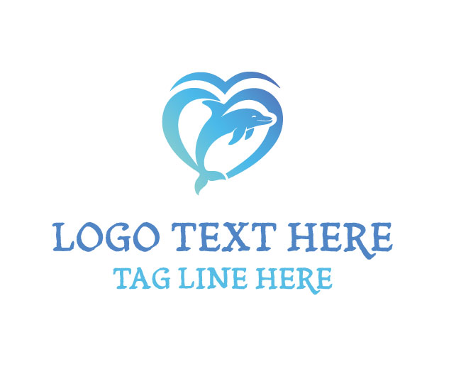 Graceful Dolphin Heart Logo