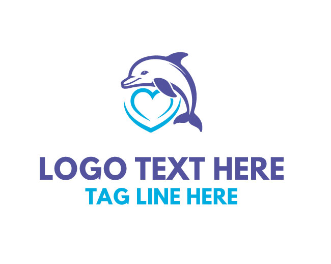  Wave Dolphin Heart Logo