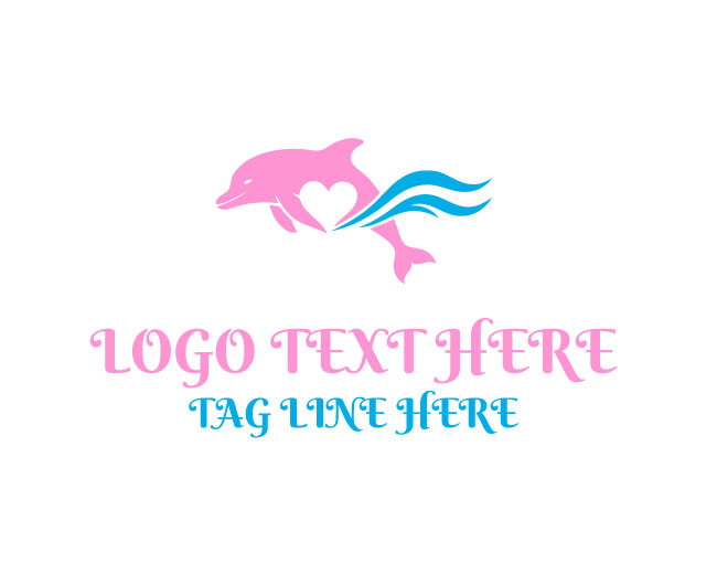 Dolphin Ocean Heart Logo