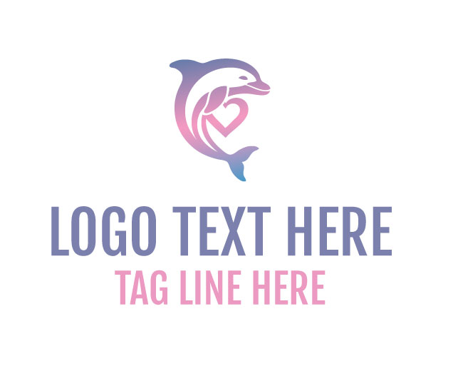 Dolphin Flat Heart Logo