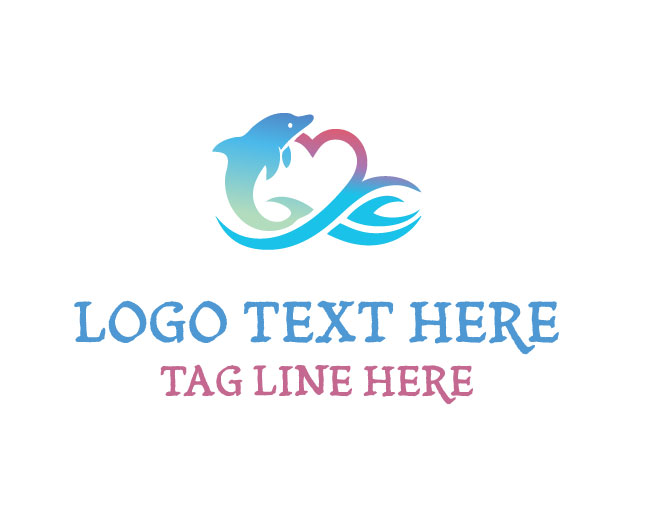  Dolphin Wave Heart Logo