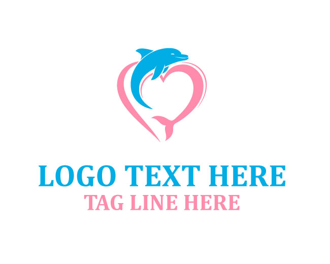 Beautiful Dolphin Heart Logo