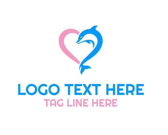 Elegant Dolphin Heart Symbol Logo