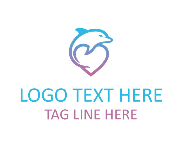  Lovely Dolphin Heart Logo