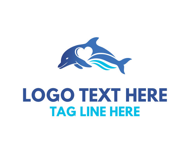 Delicate Dolphin Heart Logo