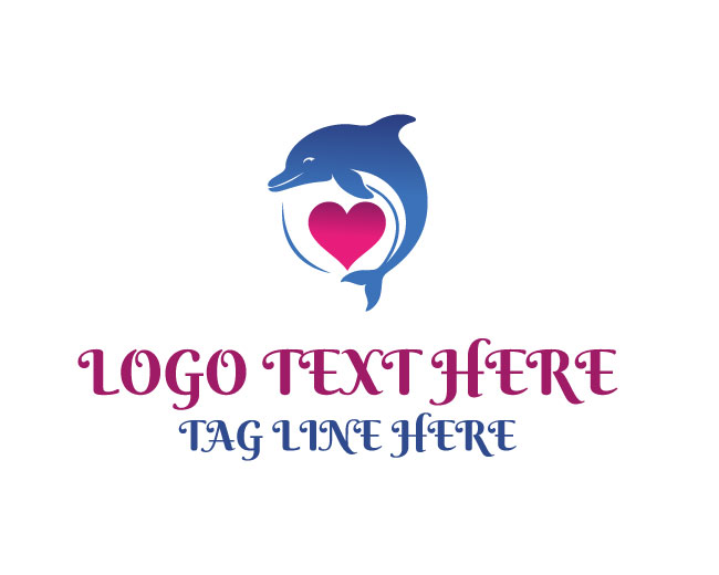 Cute Dolphin Heart Logo