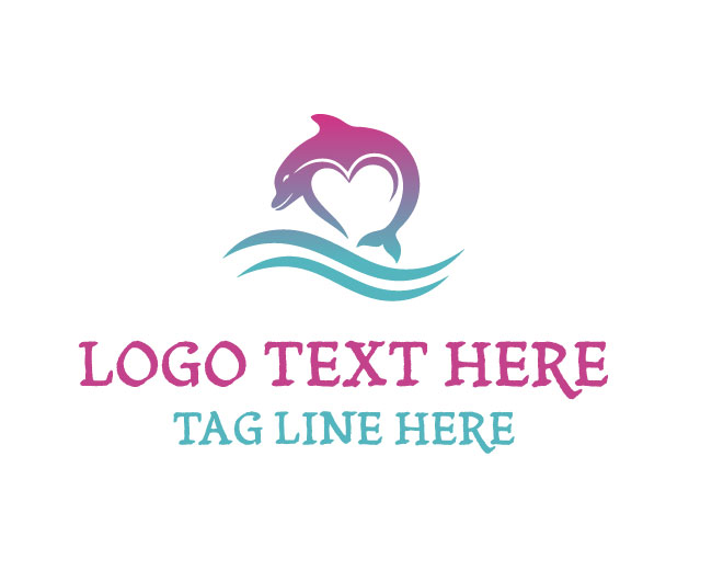 Ocean Love Dolphin Heart Logo