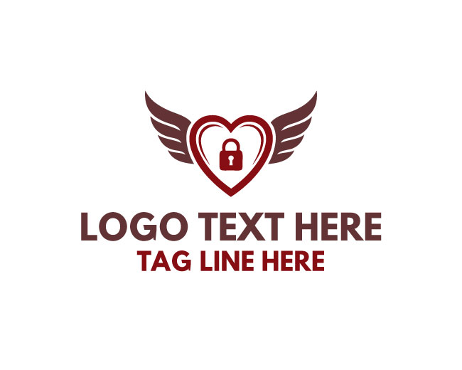 Heart Lock Secure Love Logo