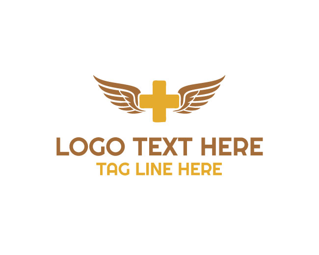 Medical Cross Wings Healing Logo