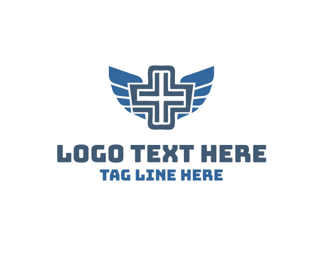 Medical Cross Wings Health Care Logo