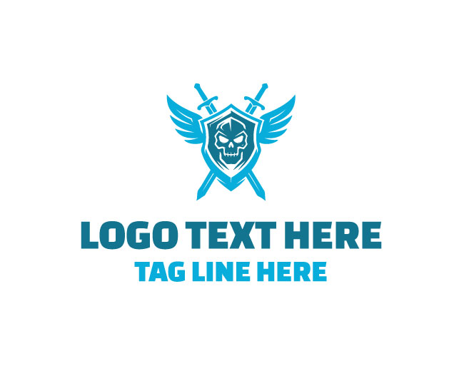 Shield Sword Skull Logo