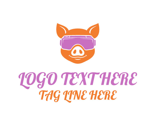 Virtual Pig Character Logo