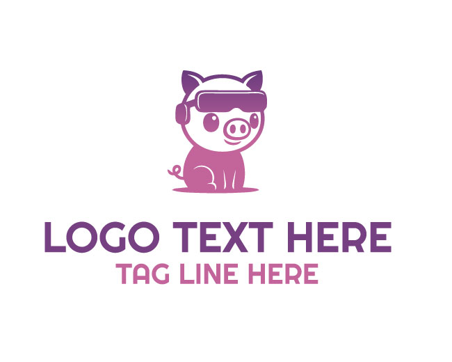 VR Pig Mascot Logo