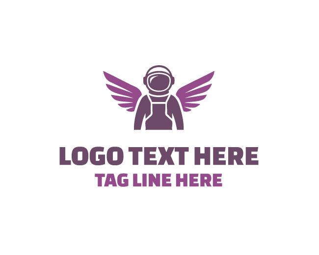 Astronaut Wings Orbit Path Logo