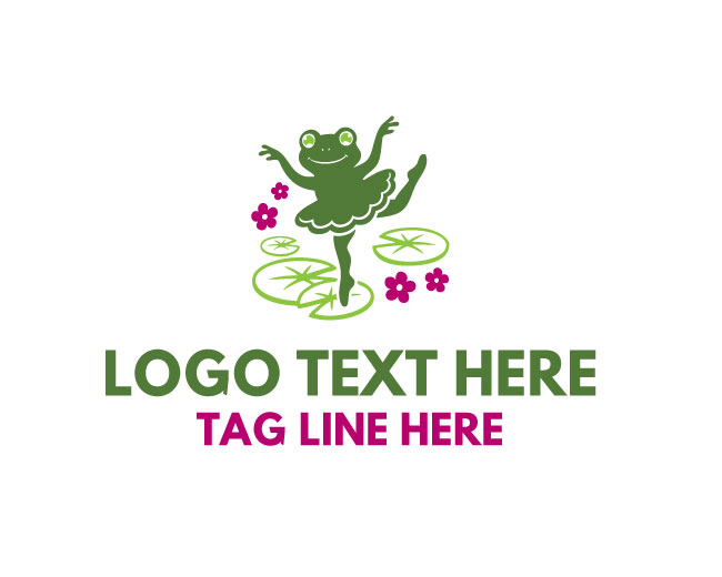 Cute Ballerina Frog Logo