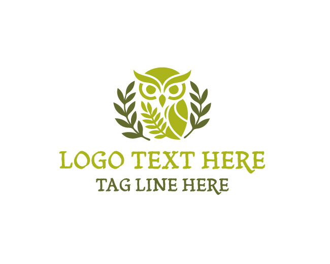 Eco Owl Green Leaf Logo