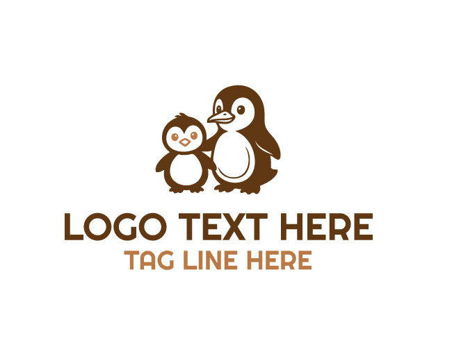 Penguin Hug Love Logo