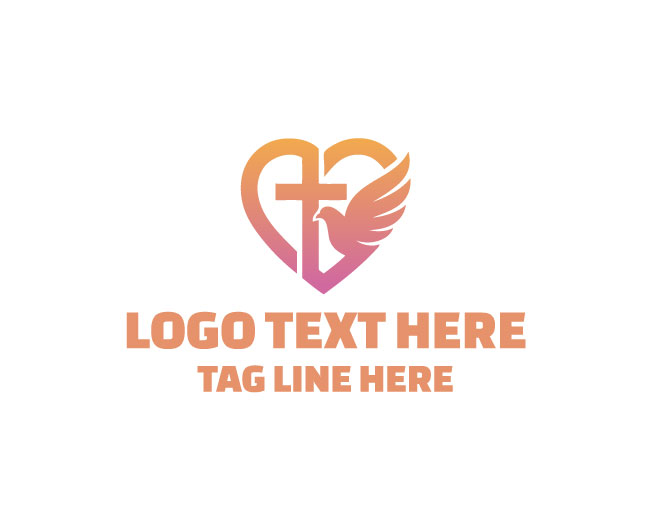 Heart Bird Cross Light Logo