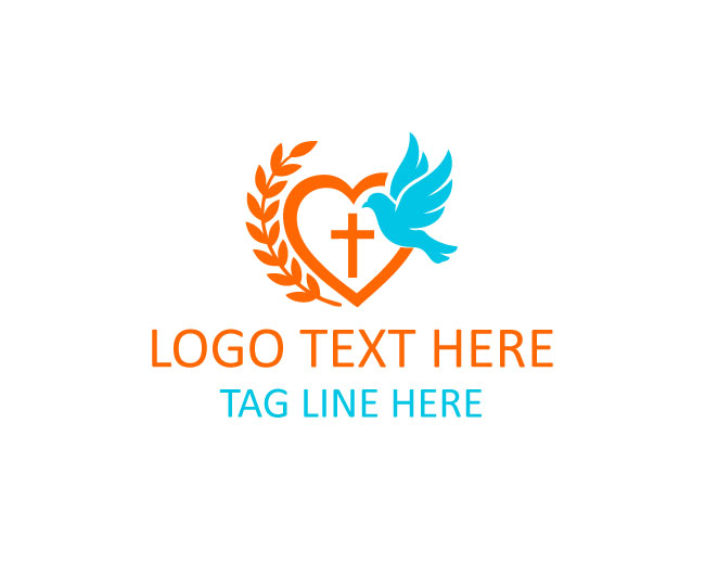 Heart Bird Cross Spirit Logo