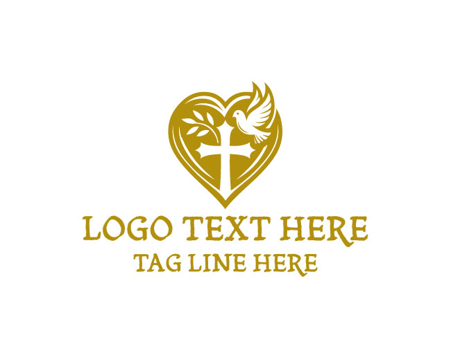 Heart Bird Cross Sacred Logo