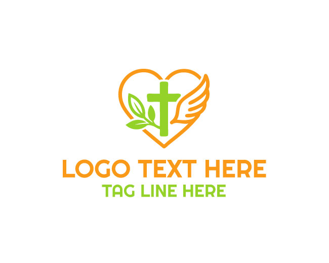 Wings Love Cross Faith Logo
