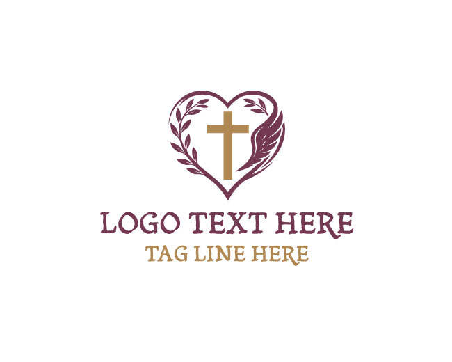Wings Love Cross Sacred Heart Logo