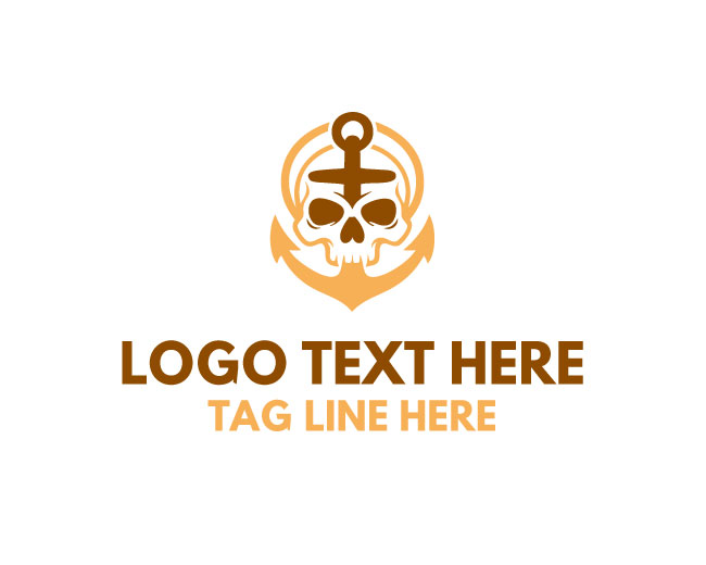 Maritime Skull Iron Wave Logo