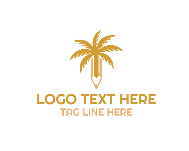 Palm Art Tropical Stroke Logo