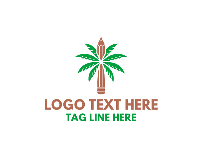 Palm Art Leaf Flow Stroke Logo