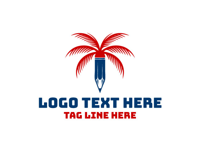  Palm Art Sea Breeze Leaf Logo