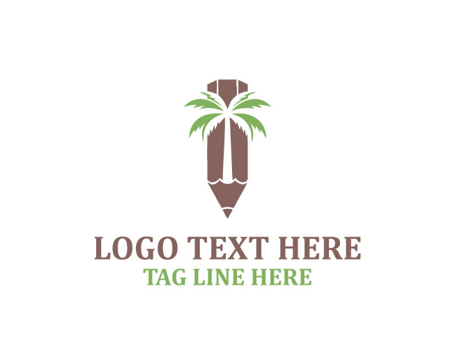 Palm Art Sunset Leaf Stroke Logo