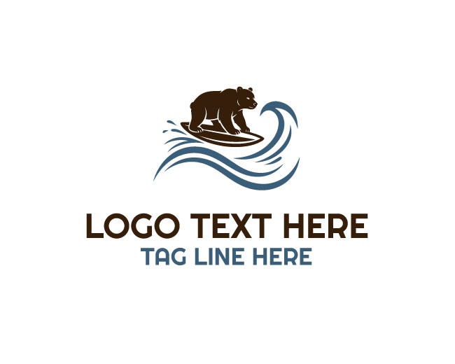 Surfing Bear Wave Board Logo