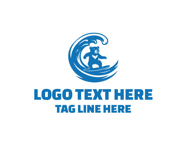 Surfing Bear Tide Glide Logo