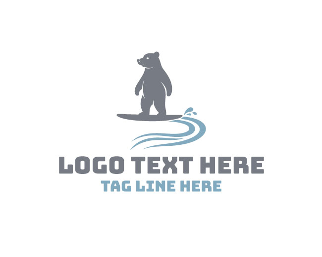 Surfing Bear Blue Wave Logo