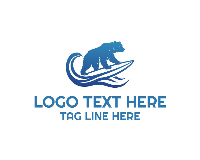 Surfing Bear Sand Wave Logo