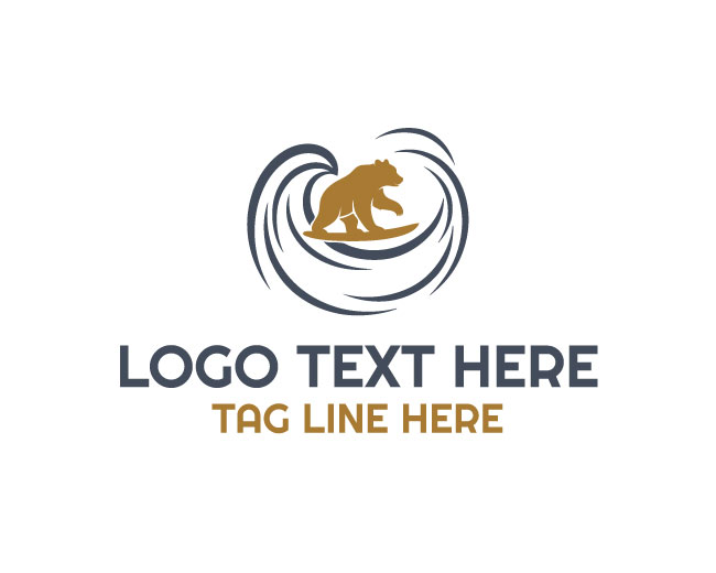 Surfing Bear Reef Wave Logo