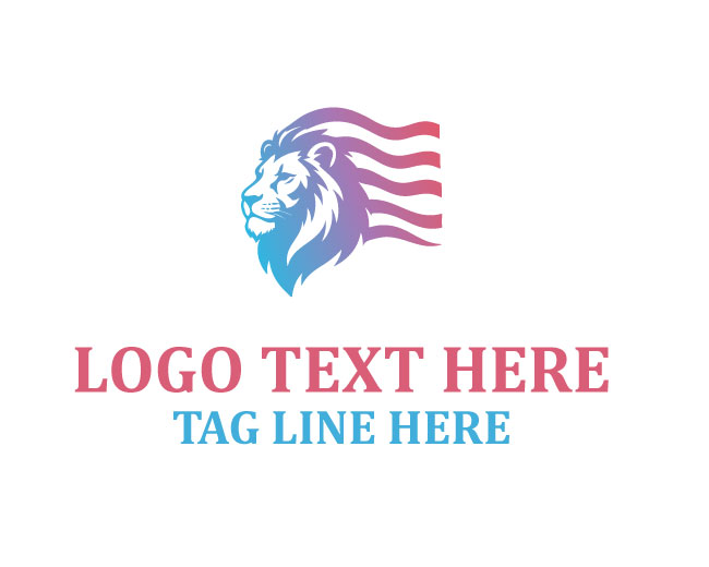 USA Lion Iron Flag Logo