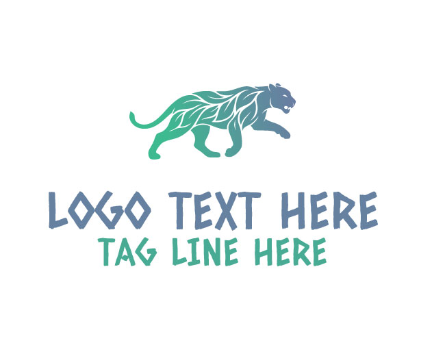 Leaf Panther Bio Hunter Nature Logo