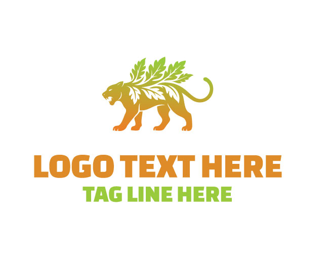 Leaf Panther Green Track Nature Logo
