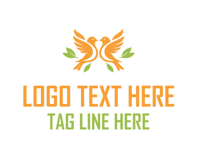 Twin Bird Leaf Duo Harmony Logo