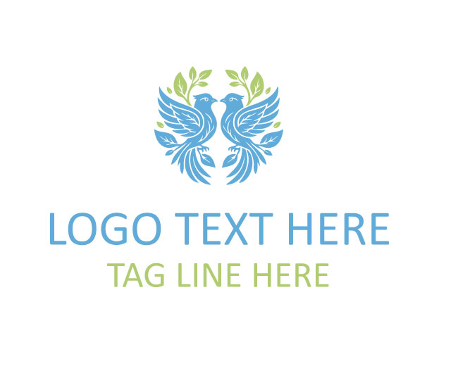 Twin Bird Leaf Green Soul Logo