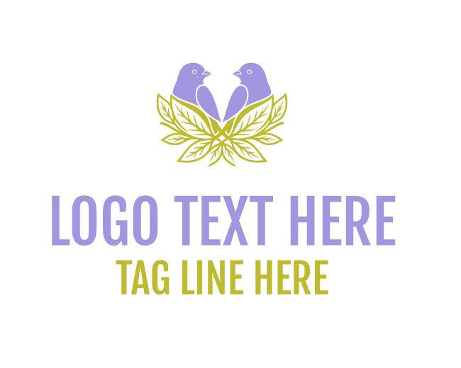 Twin Bird Leaf Flora Wing Logo